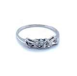 14k White Gold Genuine Natural Diamond Heart Band Ring (#J5178)