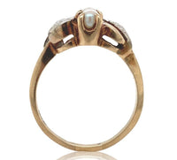 10k Yellow Gold Pearl Ring with White Gold Accents Size 8.25 Jewelry (#J6616)