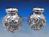 Flora by Shiebler Sterling Silver Salt Pepper Shakers 2pc #1182 2.3ozt. (#8844)