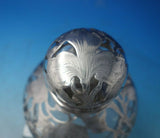 Alvin Glass Dresser Jar w/ Sterling Silver Overlay Floral #3109 6" x 5" (#5940)