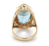 14k Yellow Gold GIA 11.95 Carat Fine Genuine Natural Aquamarine Ring (#J6508)