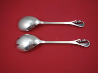 Danish Sterling by Various Makers Sterling Silver Salad Serving Set 10 1/4"