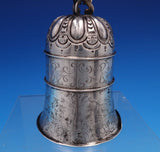 Dutch Sterling Silver Bell 3-D Clock Tower w/ Steps 3 Men Shield 8 3/4" (#7580)
