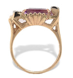 Retro 14k Yellow Gold 2.80 Carat Genuine Natural Amethyst Diamond Ring (#J7201)
