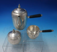 Beaded by Georg Jensen Sterling Silver Chocolate Pot Set 3pc #187 (#5925)