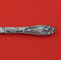 German .800 Silver Fruit Fork Gold Washed Plated Tines HH Lily Motif 5 1/4"