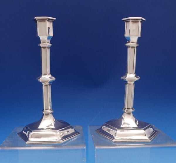 Wm. Hutton and Sons English Victorian Sterling Silver Candlestick Pair (#8433)