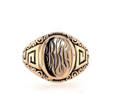 Fancy 10k Yellow Gold Antique Signet Ring Jewelry (#J5683)