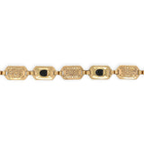 Deco Style 10k Yellow Gold Genuine Natural Black Onyx Filigree Bracelet (#J7551)