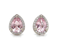 14k Gold Earrings w/Pear Shaped 1.13ct TW Pink Genuine Natural Morganites #J6471