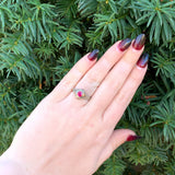 Art Deco 14k Gold Filigree Ring with .66ct Round Genuine Natural Ruby (#J6401)