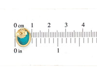 14k Yellow Gold Genuine Natural Kingman Turquoise Stud Earrings 4.77cttw #J6704