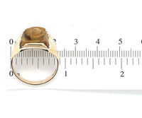 10k Yellow Gold Genuine Natural Tiger's Eye Men's Warrior Cameo Ring (#J6132)