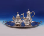 Robert Harper English Victorian Sterling Silver Tea Set 4pc w/Bird SP Tray #7043