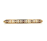 14k Antique Montana Sapphire and Pearl Bar Pin (#J5383)