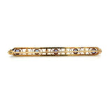 14k Antique Montana Sapphire and Pearl Bar Pin (#J5383)