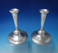 Gadroon by Hamilton Sterling Silver Candlestick Pair 7 1/2" x 5" c.1920 (#5457)