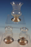 Quaker Silver Co Sterling Silver Glass Salt Pepper Shaker Set 3pc w/Holder #2529