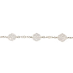 14k Gold Art Deco Genuine Natural Rock Crystal Bead Bracelet 7" Wrist (#J7033)