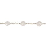 14k Gold Art Deco Genuine Natural Rock Crystal Bead Bracelet 7" Wrist (#J7033)