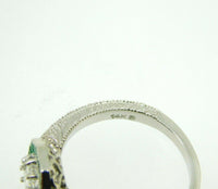 14k White Gold Genuine Natural Diamond Ring with Emerald Halo (#J5058)