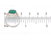 10k White Gold Filigree Ring with Genuine Natural Green Onyx w/ Accents (#J6598)