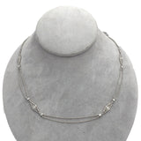 950 Platinum Double Chain Necklace w/ Genuine Diamond Filigree Links 18" #J7394