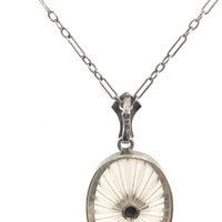 10k Gold Filigree Genuine Natural Rock Crystal Diamond Pendant Orig Chain #J7006