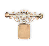 Victorian 10k Rose Gold Pin with Wire Work and Attached Diamond Locket (#J6690)
