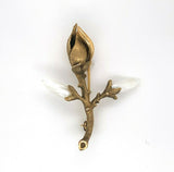 14k Yellow Gold Freshwater River Pearl Magnolia Branch Pin (#J5574)