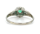 18k White Gold Deco Filigree .21ct Genuine Natural Emerald Ring (#J6332)