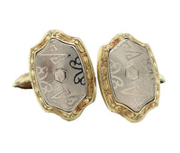 Pair of 14k Yellow and White Gold Belais Men's Cufflinks 3/4" x 1/2" (#J6861)