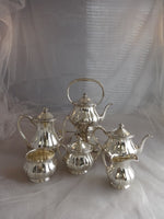 Arthur Stone Sterling Silver Tea Set Tilting Kettle On Cradle w/Tray 7pc #0176