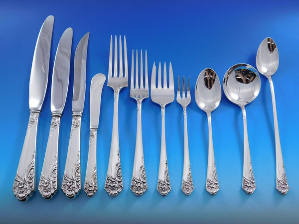 Ecstasy by Amston Sterling Silver Flatware Set for 12 Service 137 pc Dinner Size