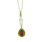 10k Yellow Gold Lavaliere Pendant with Red Glass Engraved Frame (#J4765)