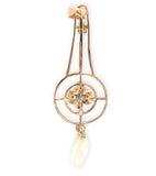 10k Yellow Gold Lavaliere Pendant with Blue Glass Jewelry (#J7455)