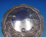 Middle Eastern Sterling Silver Cookie Plate Chased Scrollwork Ball Feet (#6527)