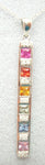 14K White Gold Genuine Natural Rainbow Sapphire Pendant with Diamonds (#J2800)