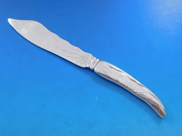 Lap Over Acid Etched by Tiffany Sterling Silver Fish Knife Bird Cattails 7 7/8"
