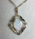 10k Yellow Gold Victorian 3.73 Carat Opal Lavaliere Pendant (#J5316)