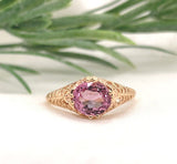 14k Yellow Gold Filigree 1.32 Carat Pink Genuine Natural Spinel Ring (#J7196)