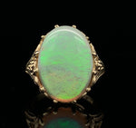 14k Yellow Gold 5.86 Carat Australian Genuine Natural Opal Ring (#J6335)