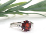 Platinum 2.34 Carat Genuine Natural Spessartine Garnet and Diamond Ring (#J7616)