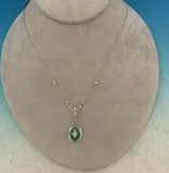 10k White Gold Green Onyx and Diamond Deco Pendant (#J5319)