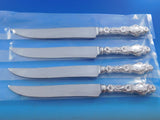 Lily by Whiting Sterling Silver Steak Knife Set 4pc Large Texas Sized Custom