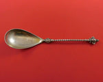 German .800 Silver Preserve Spoon GW Twisted Handle with 3-D Figural Finial 8"