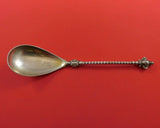 German .800 Silver Preserve Spoon GW Twisted Handle with 3-D Figural Finial 8"