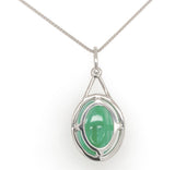 Platinum 9.55 Carat GIA Jadeite A Jade Pendant w/Diamond Platinum Chain (#J6512)