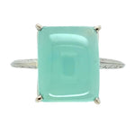 18k White Gold 5.73 Carat Genuine Natural Aquaprase Ring Size 7.5 (#J7215)
