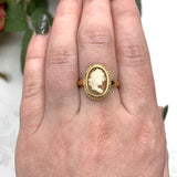 18k Yellow Gold Swedish Genuine Natural Shell Cameo Ring Jewelry (#J7514)